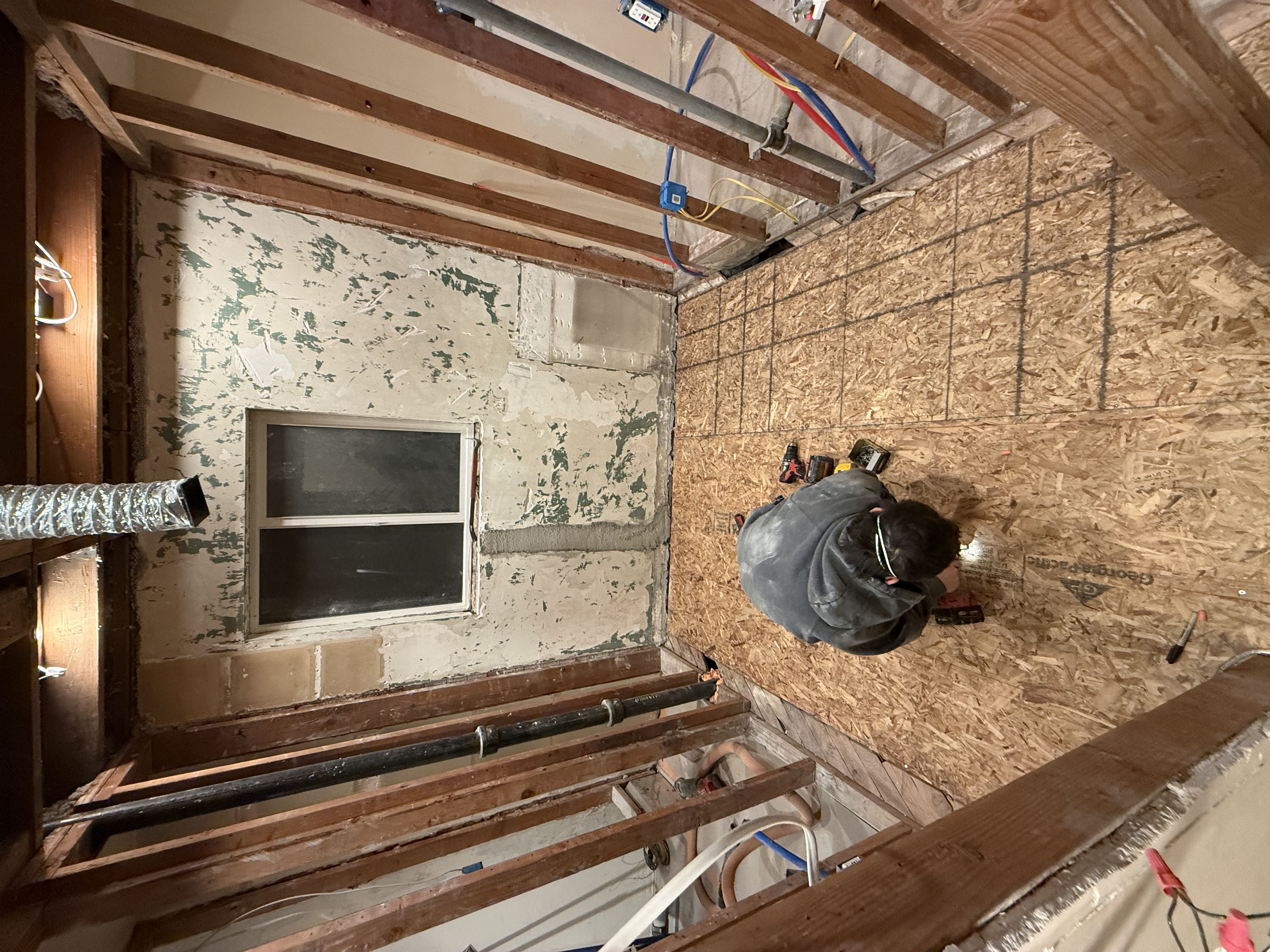 New subfloor being installed